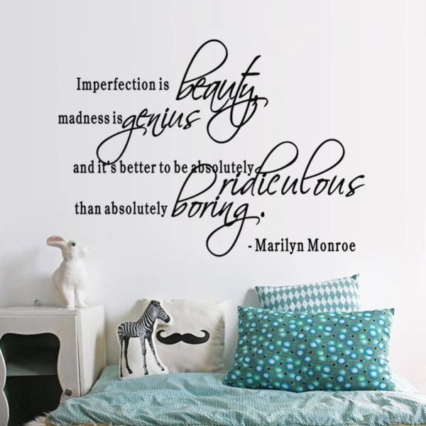 Autocollants imperfection est Beauty Marilyn Monroe Vinyl Wall Sticker 8410. Decal Decor Quote Mural Girls Bedroom Art