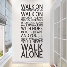 Autocollants autocollants muraux inspirants citations vous ne marcherez jamais seul mots inspirants vinyle autocollant mural maison chambre décor décalcomanies B161