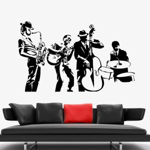 Pegatinas de banda de Jazz, vinilo Musical, calcomanías de pared, arte, música, decoración de la habitación, Jazz Musec, pegatinas de pared del dormitorio para niños, papel tapiz extraíble para el hogar Z417