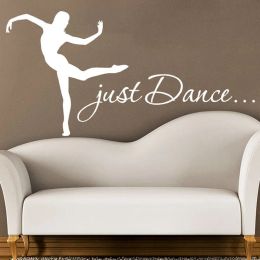 Autocollants JUSTE DANSE MUR DÉCALLE FEMME FILLE FILLE Silhouette Dancing Gymnastique Vinyl Stickers Mur Decor Affiche Art Mincule Vinilos Paredes A255