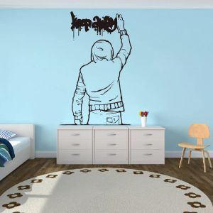 Autocollants se garder graffiti jeune urbain adolescent mural autocollant garçon chambre enfants chambre graffiti keep à l'écart de la citation de la chambre murale décoration de vinyle chambre en vinyle