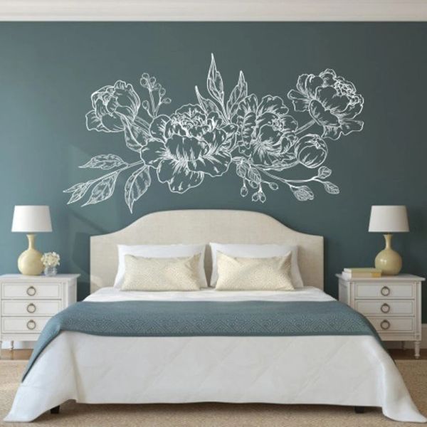 Autocollants grande beauté pivoine Rose fleur mariage sticker mural chambre Couple flore pivoine autocollant mural salon cuisine