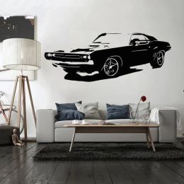 Autocollants muraux en vinyle pour chambre à coucher, grande voiture Dodge Challenger, Art Mural, décoration créative pour la maison, affiche AY1954