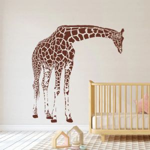 Autocollants muraux en vinyle avec girafe, grand dessin animé, Animal, chambre d'enfant, chambre d'enfant, girafe, Jungle, décor de chambre à coucher