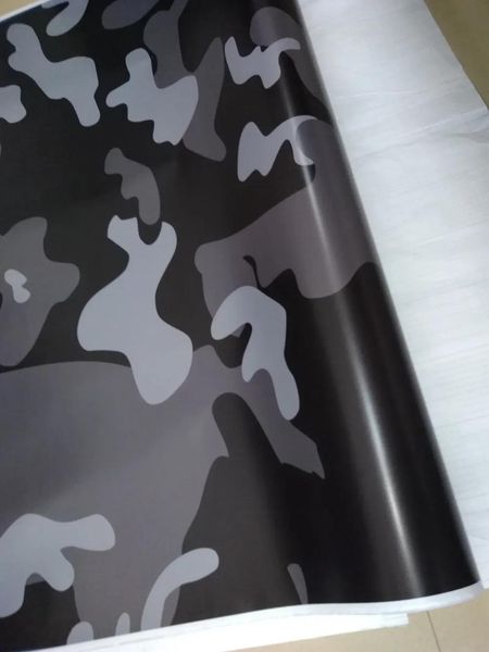 Autocollants Grand Vinyle D'enveloppe De Voiture Camo Gunmetal Avec Libération D'air Brillant/Camouflage Arctique Mat couvrant Graphiques De Bateau De Camion STYLE 1.52X30M (5