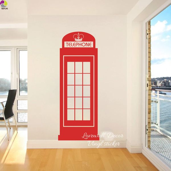 Autocollants grande boîte téléphonique de Londres autocollant mural salon canapé énorme rétro royaume-uni boîte téléphonique autocollant mural chambre enfants chambre vinyle décor mural