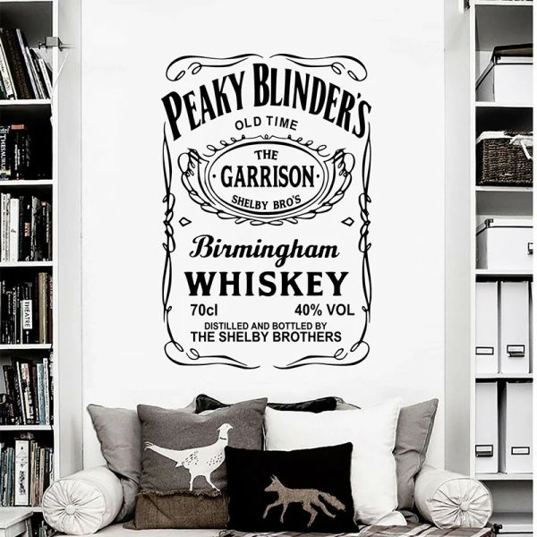 Autocollants Grand Peaky Blinders Pub Whisky Wall Sticker Chambre Salon Garage Bar Homme CAVE Whisky Peaky Blinders Wall Decal M331