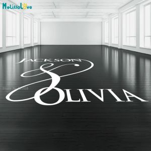 Pegatinas de gran tamaño, calcomanía Simple personalizada con nombre para pista de baile de boda, decoración de vinilo para Hotel, pegatinas con logotipo llamativo YT6621