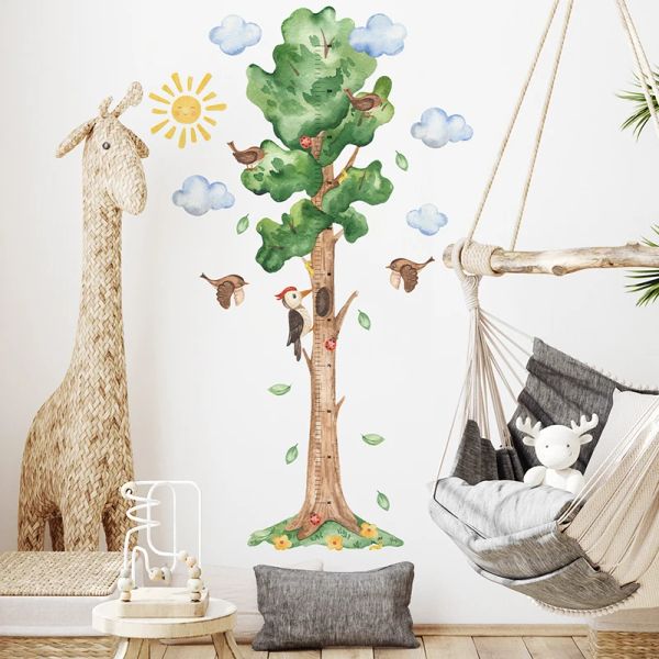 Autocollants Grand arbre mesure de la hauteur autocollant mural tableau de croissance de la hauteur pour chambre d'enfants décoration murale règle autocollant salle de classe stickers muraux