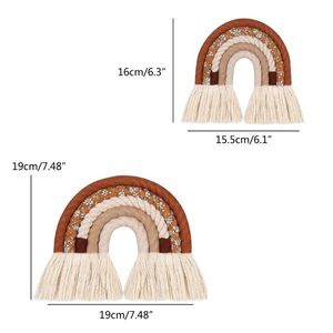 Autocollants lignes Rame arc-en-ciel, ornement suspendu, corde tissée à la main, décor mural, décor de chambre de bébé fille, décor de maison, pépinière