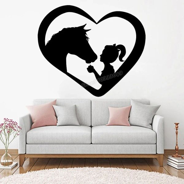 Autocollants aiment les animaux coeur murmure de mur avec une fille murale murale en vinyle décoration de maison pour chambre bébé chambre crèche décor mural c724