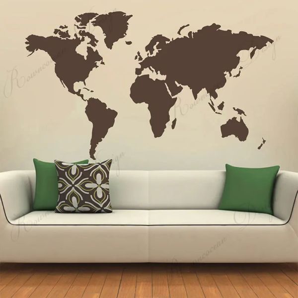 Autocollants carte du monde Silhouette autocollant mural vinyle Art décor à la maison salon chambre Globe carte du monde stickers muraux coupe papier peint 4304