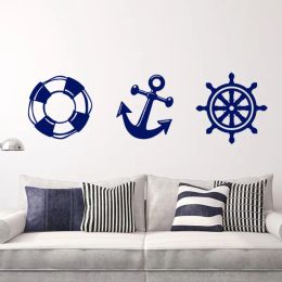 Autocollants ancre marine bouée de sauvetage vinyle stickers muraux décor à la maison chambre bricolage art mural stickers amovible autocollant mural pour la décoration