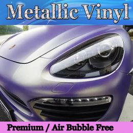 Autocollants Matte Metallic Purple Gold Shift Vinyl Wrap Film With Air Bubble Free Car Wrap Cover Skin Ful Foil Taille graphique 1,52 * 20m / Rol