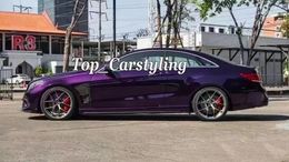 Pegatinas Midnight Purple Super Gloss Metallic Vinyl Wrap para todo el automóvil que cubre con burbujas de aire sin burbujas como calidad 3M Pegamento de baja adherencia Tamaño