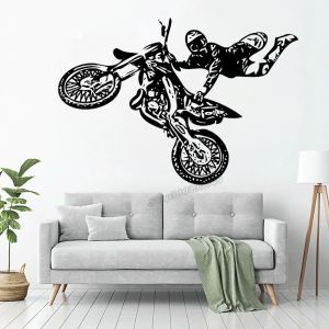 Pegatinas de motocross, calcomanía de pared, estilo libre, ATV, Quad Motor, Dirt Bike, pegatina de pared, vinilo, motocicleta, decoración personalizada para habitación de niños y adolescentes C487