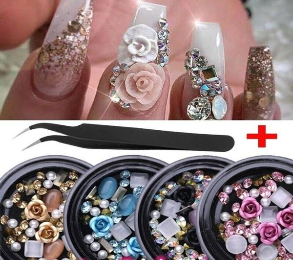 Autocollants pour ongles en diamant, pierres précieuses, conseils 3D, différents bricolage, décoration de couleurs mélangées, A8746848940