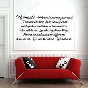 Autocollants Namaste Om citation autocollant Mural vinyle intérieur Art décor à la maison pour salon chambre Yoga Studio texte décalcomanie amovible murale S061