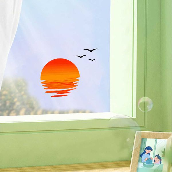 Pegatinas Nuevo 3D Sunset Seagull Seagull Seaview Pegatina de paisaje para Auto Window Body Motorcycles de moda Accesorios de decoración R230812