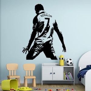 Autocollants Nouveau design CR7 Sticker mural vinyle décoration bricolage Cristiano Ronaldo Figure star du football décalcomanies athlète de football pour chambre d'enfants