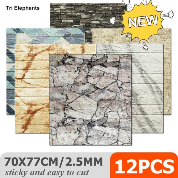 Autocollants Nouveau type papier peint épais 2,5 mm imitation rock pavé en marbre 3D Papier d'autocollants muraux pour créer l'environnement familial idéal