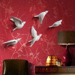 Autocollants Style nordique résine oiseaux créatif pour mur 3D autocollant salon Animal Figurine murale TV mur fond décor à la maison artisanat