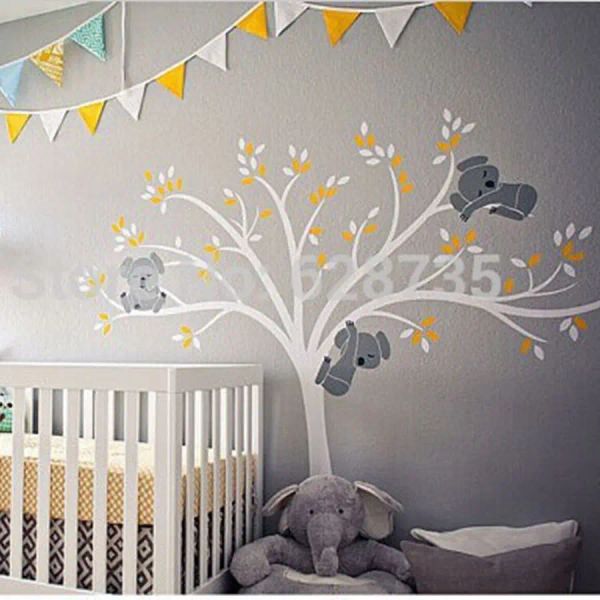 Autocollants muraux surdimensionnés en vinyle, grand arbre Koalas, décor pour chambre d'enfants, sparadrap muraux pour pépinière de bébé, livraison gratuite