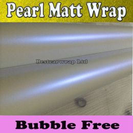 Stickers Pearl Satin Witblauw Vinyl Wrap Car Wrap Film met luchtafgave Pareliescent Witte mat Matt maat: 1,52*20m/Roll
