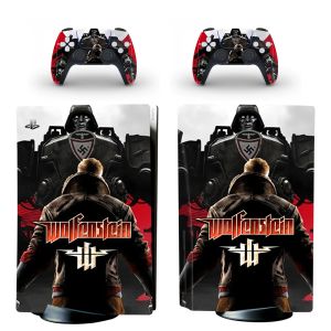 Autocollants PS PS5 Disque Skin Sticker Vinyl Castle Wolfenstein PS5 Standard Disc Sticker pour Playstation 5 Console et 2 Contrôleurs