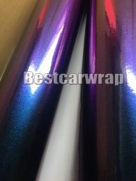 Autocollants en vinyle métallique en caméléon de caméléon en carrière bleu violet pour la voiture de flip-flop de flople de flople avec bulle d'air 1,52x20m 5