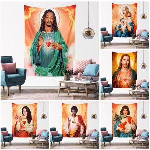 Stickers Rapper Snoop Dogg Tapestry Jesus Tapestry Aesthetic Room Decor Boho Hippie Tapstances Wall Carpets Bandroom