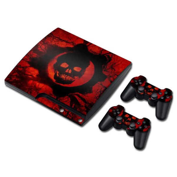 Autocollants Red Skull Game Console Contrôlers Decal Vinyl Vinyl Skin Sticker pour PS3 Slim TNP3SLIM1008