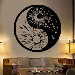 Stickers religie muurstickers yin yang symbool zon maan boeddhisme sterren dag nacht muur muurschilderingen voor woonkamer vinyl wandstickers y348