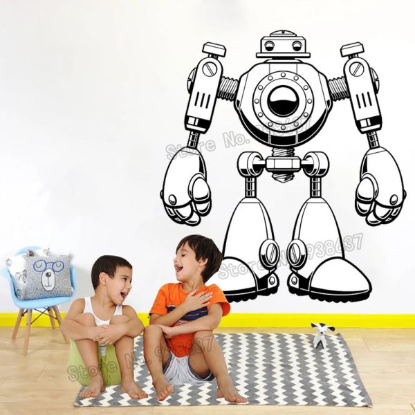 Autocollants Robot auto-adhésif Stickers muraux décor à la maison salon bébé garçon pépinière sticker mural amovible vinyle autocollant nouvelle arrivée JW366