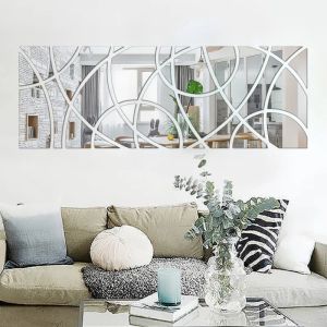 Autocollants de décoration murale en cristal réfléchissant, autocollant de miroir 3D, pour la maison, papier peint de fond de télévision, décoration murale