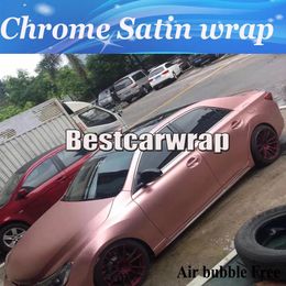 Autocollants Rose Or Chrome Satin Car Wrap Vinyle style Feuille satin Chrome Véhicule WRAPPING peau De Luxe enveloppe autocollants taille 1.52x20 m/Rouleau