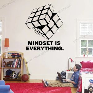 Autocollants Rubiks Cube Design Sticker Mural l'état d'esprit est tout vinyle autocollant Mural design d'intérieur Science éducatif papier peint Q37