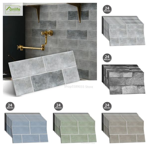 Pegatinas de azulejos de vinilo autoadhesivos para salpicaduras de cocina, pegatinas de azulejos de cemento, papel tapiz impermeable para baño, decoración de pared, Mural de 0,45mm de espesor