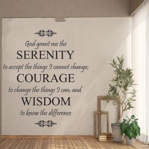 Autocollants Serenity Prayer Wall Quote Sign Sign, Spiritual Words Quote Art, Dieu disant le courage sagesse cite un autocollant mural