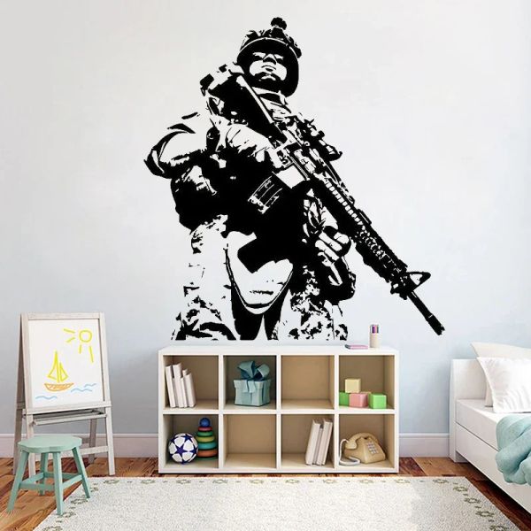 Autocollants soldat marin wall autocollant armée guerrière adolescents militaires enfants bedom secrots muraux amovibles décoration de salle à domicile mural z555