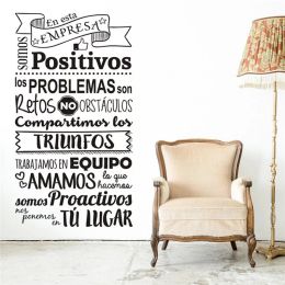 Autocollants espagnols citations inspirantes autocollant en vinyle En Esta Empresa Sounos Positivos sticker mural phrase de motivation entreprise bureau décor