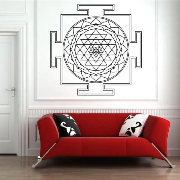 Autocollants Sri Yantra Mandala Decal Wall Salle décor Art Vinyl Sticker Mural Yantra Symbole Logo Grande grande taille Décoration Home MA40