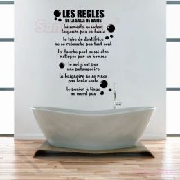 Autocollants autocollants règles de salle de bain français vinyle mural salle de douche stickers muraux décor à la maison papier peint maison décoration affiche 42 cm x