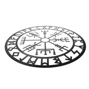 Stickers Stijl Ijzer Viking Decor Noorse Mythologie Symbolen Muur Hangende Decoratie Creatieve Metalen Ronde Wandplank Decor