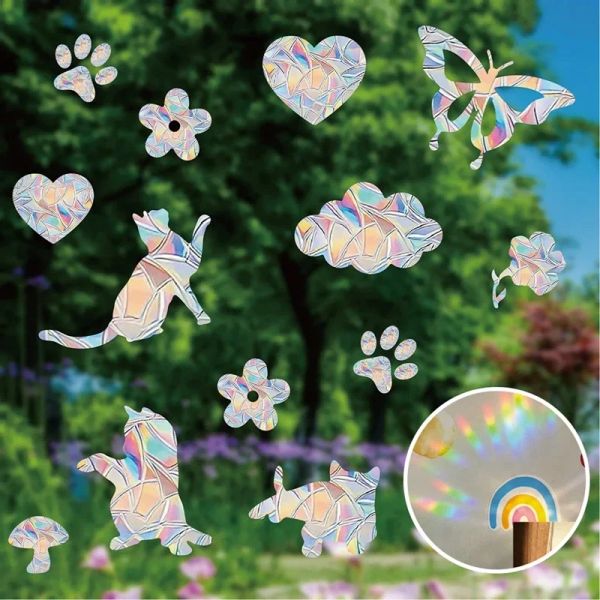 Pegatinas Atrapasueños Pegatinas de Ventana Mariposa Manchada Arco Iris Prisma Etiqueta de Vidrio para el Hogar Decoración del Dormitorio de los Niños Navidad Año Nuevo