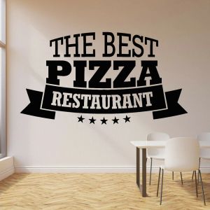 Autocollants La meilleure Pizza vinyle autocollant Mural italien signe de nourriture fenêtre autocollant Restaurant Phrase Pizza Art Mural papier peint pour rRstaurant M183