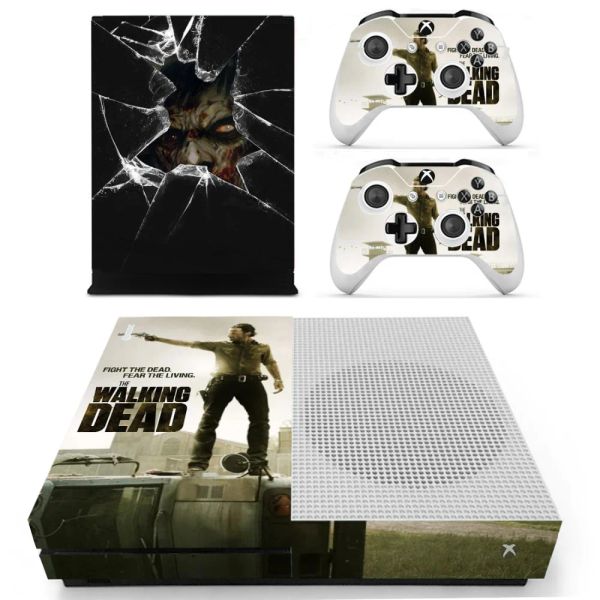 Autocollants The Walking Dead Skin Sticker Sticker Sticker pour Microsoft Xbox One S Console et 2 contrôleurs pour le vinyle d'autocollants Skin Xbox O S