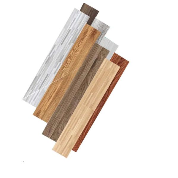 Autocollants épaississent les carreaux de style moderne en bois de sol moderne PVC PVC imperméable auto-adhésif cuisine de chevet décoration intérieure 152 * 914 mm