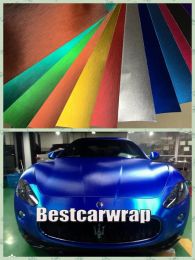 Stickers Verschillende kleuren geborsteld mat chroom vinyl voor autoverpakking met luchtafgiftefilmboot / voertuig wraps covers foliemaat 1.52x20m / rol