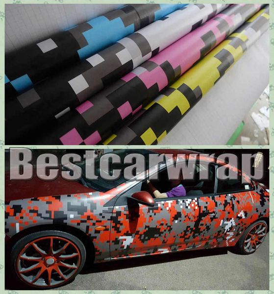 Pegatinas VARIOS colores Pixel Camo Vinyl Car Wrap Film con lanzamientos de aire Camuflaje digital Envolturas para camiones que cubren el estilo Tamaño de lámina 1.52x30m / R